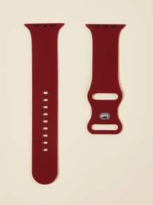 1pc Silicone Watchband Compatible With Apple Watch - Burgundy - View 3