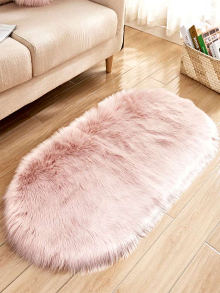 1個 無地柄 楕円形 ファジー ラグ | SHEIN JAPAN