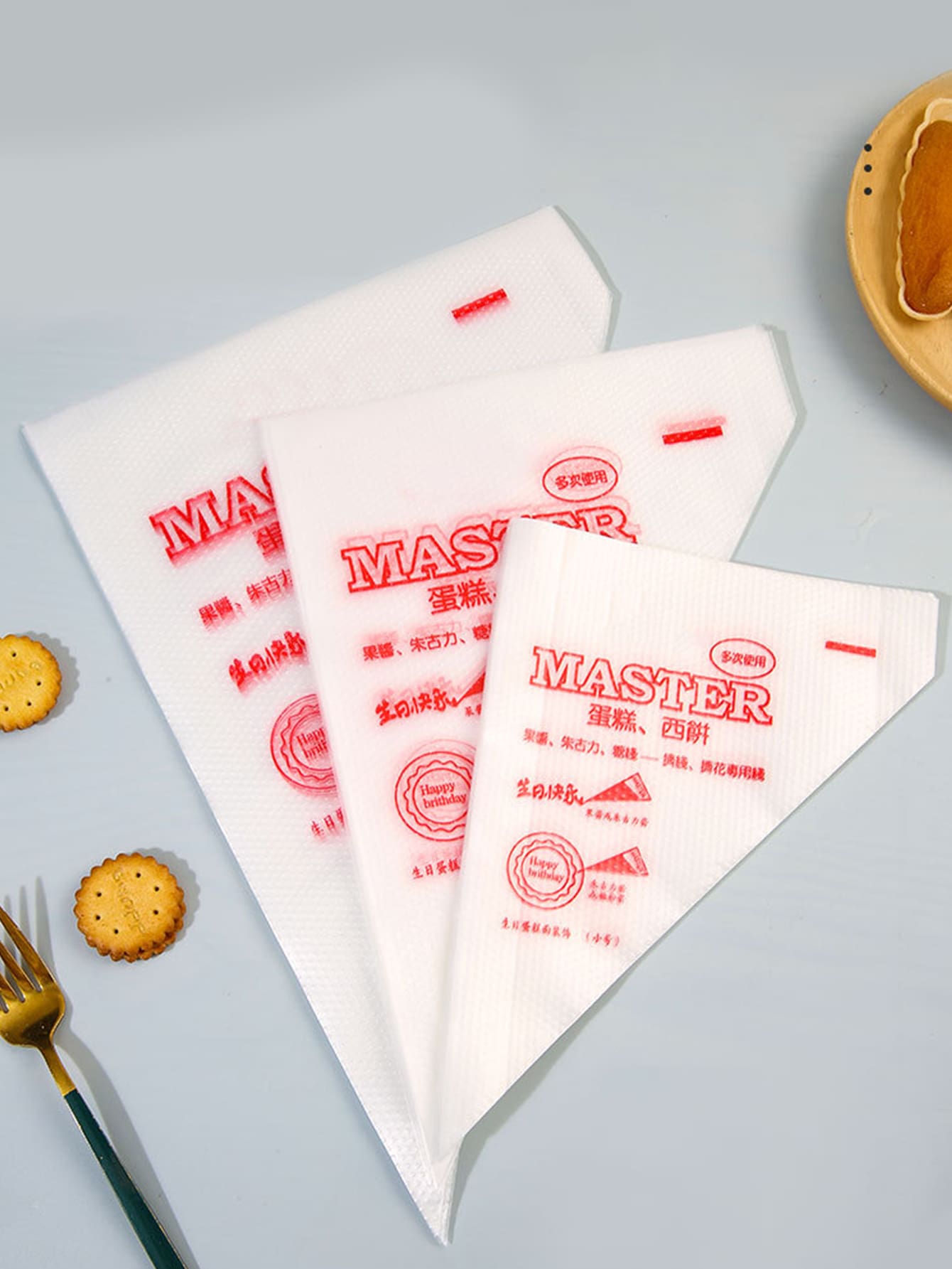 30入組漢字圖案一次性裱花袋 - 彩色 - 查看 1