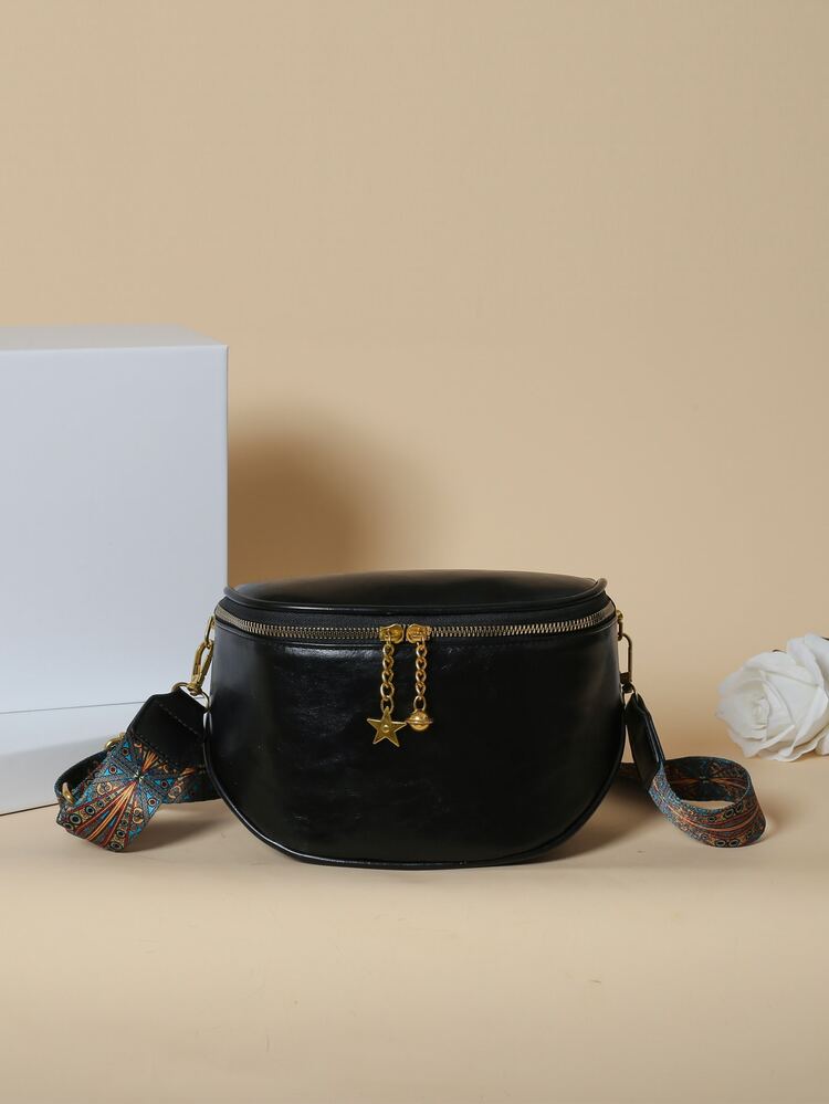 星星和飛機墜飾腰包 - 黑色 - 查看 1