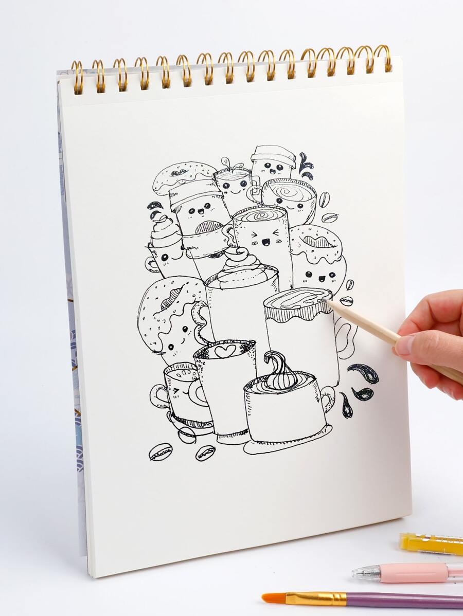 1 pieza Bloc de dibujo con patrón al azar - Multicolor - Ver 1