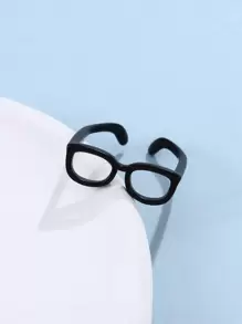 眼鏡設計開口戒指 - 黑色 - 查看 2