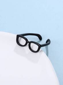 眼鏡設計開口戒指 - 黑色 - 查看 4