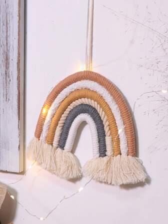 1 件编织彩虹壁挂，家居装饰，房间装饰，墙壁装饰