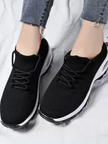 Thiết kế đệm khí tối giản Giày thường - Đen và trắng - Xem 7