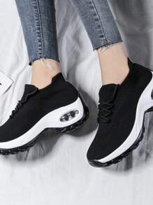 Thiết kế đệm khí tối giản Giày thường - Đen và trắng - Xem 8