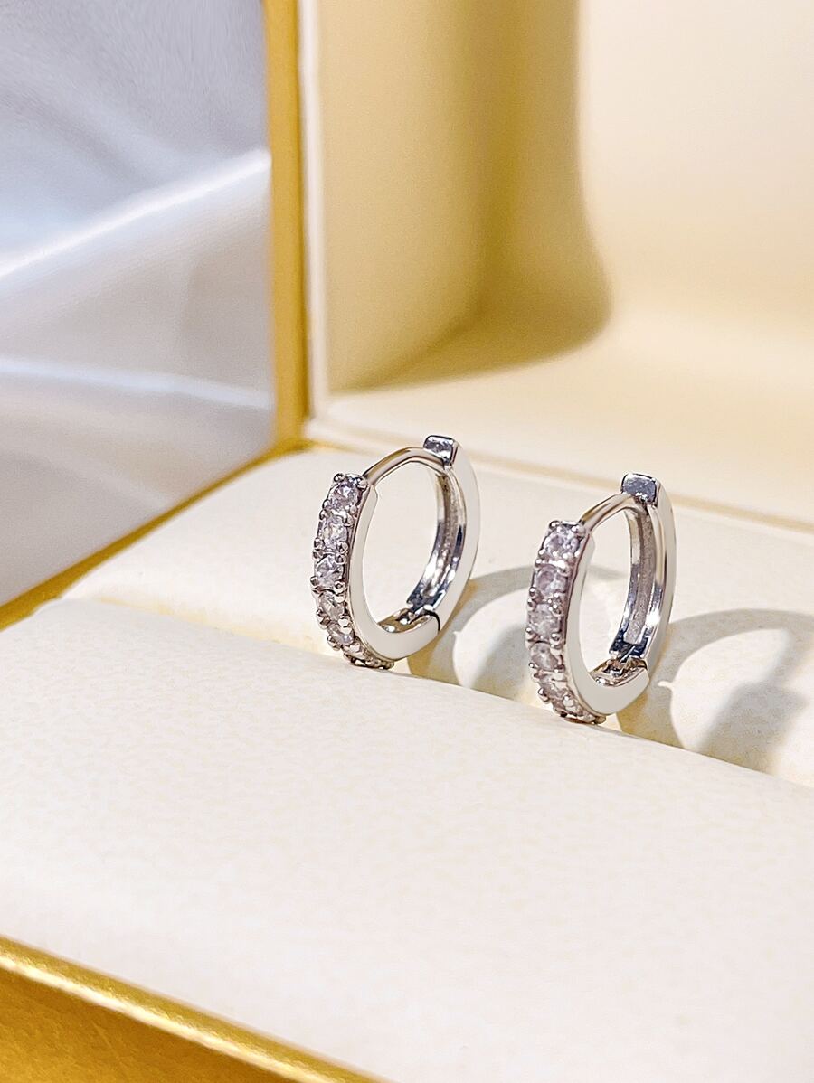 Hoa tai vòng trang trí bằng đá rhinestone - Bạc - Xem 1