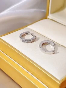 Hoa tai vòng trang trí bằng đá rhinestone - Bạc - Xem 6