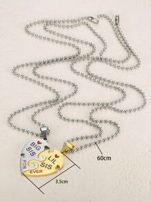 18k鍍金2入組優雅時尚拼圖愛心吊墜女士姐妹項鍊不鏽鋼首飾,最好的朋友禮物 - 彩色 - 查看 4