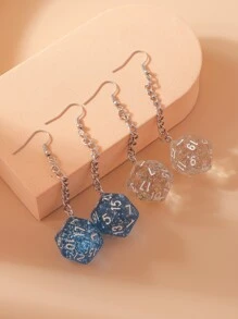 2對骰子耳墜 - 彩色 - 查看 1