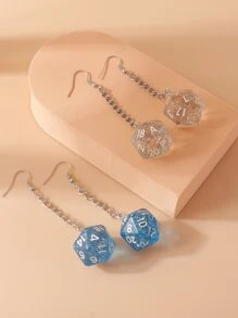 2對骰子耳墜 - 彩色 - 查看 2