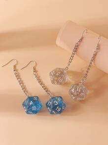 2對骰子耳墜 - 彩色 - 查看 4