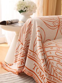 1 Sofa Họa Tiết Lá Khăn Hiện Đại Polyester Nguyên Viền Khăn Cho Gia Đình - trái cam - Xem 4