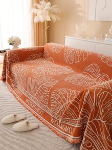 1 Sofa Họa Tiết Lá Khăn Hiện Đại Polyester Nguyên Viền Khăn Cho Gia Đình - trái cam - Xem 2