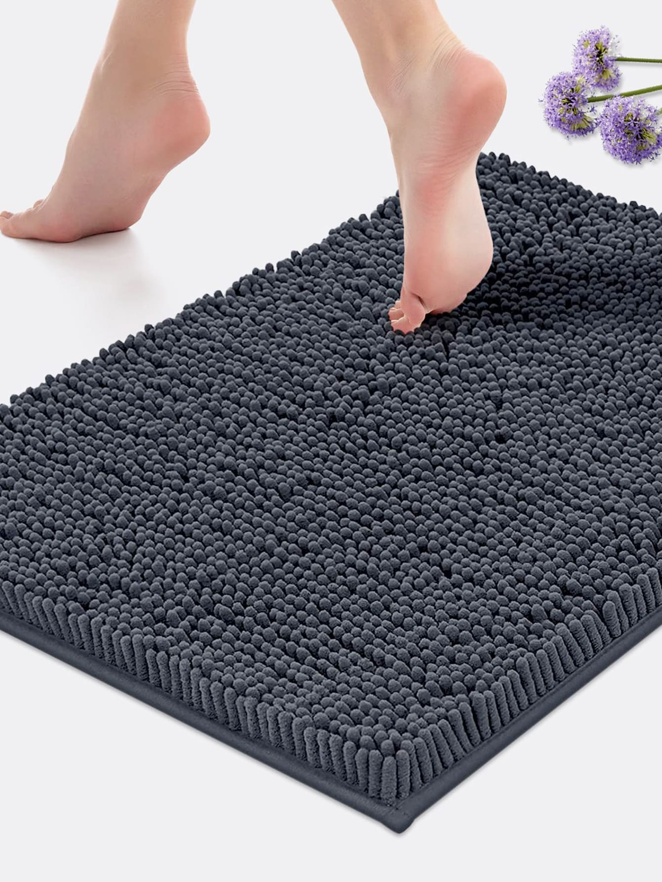 1pc Anti-slip Bath Rug - Dark Grey - View 1