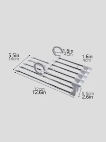 QYeah 1pc Multifunction Pants Hanger,5 In 1 Stainless Steel Pants Hanger, Folding Storage Rack Trousers Hanger - White - View 3