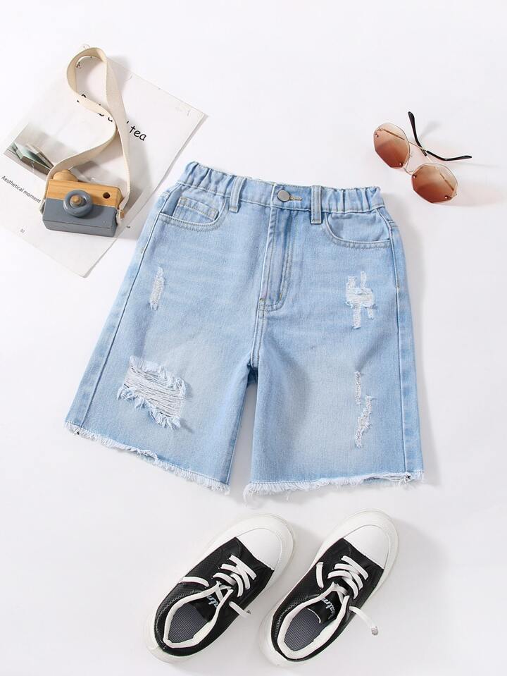 Boys ripped denim shorts shop