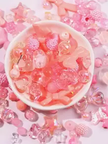 1 袋/40 克各种亚克力珠子，适合 DIY 珠宝制作，包括花朵、蝴蝶结、心形珠子，适用于手链、项链、手机吊饰 - 彩色 - 查看 3