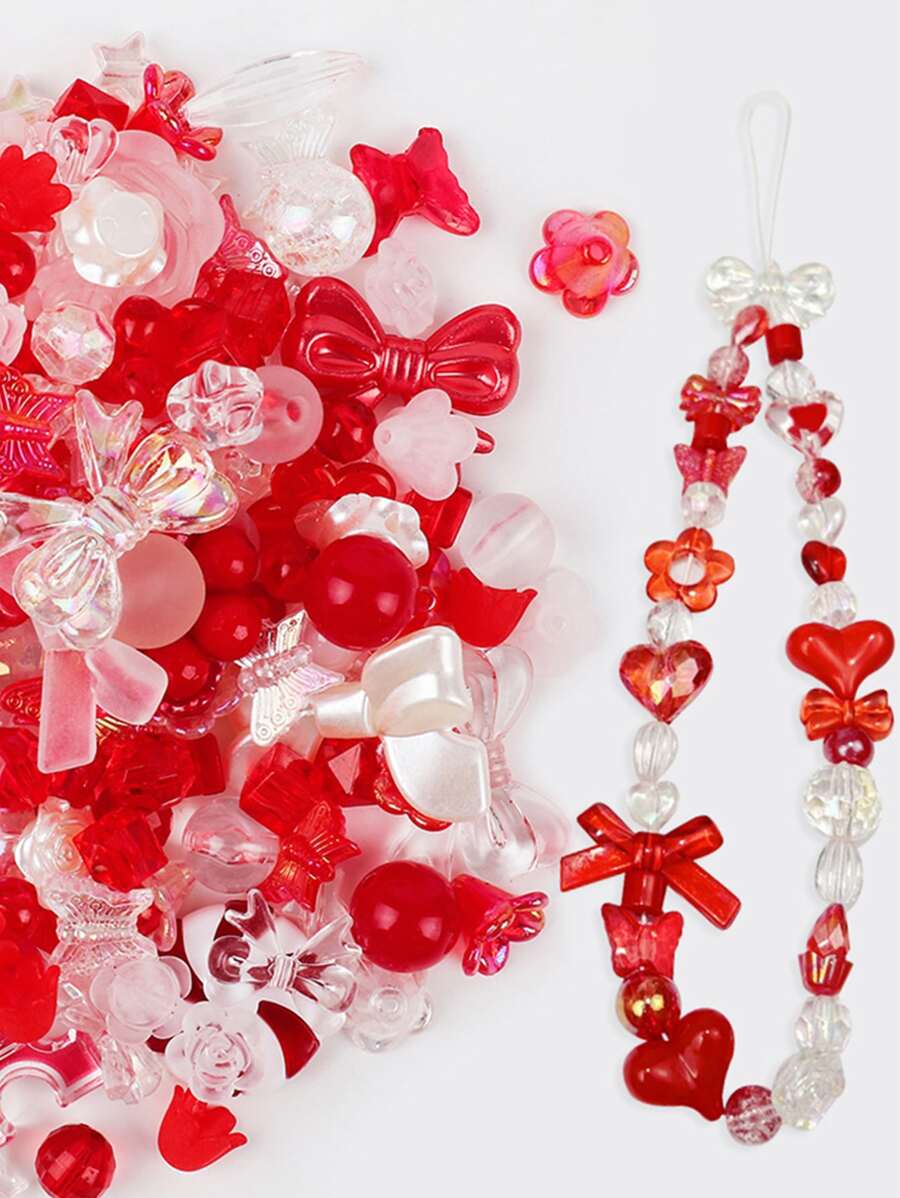 1 包/40 克随机混合珠子，用于制作手链、项链、手机链，包括花朵、蝴蝶结、心形图案的亚克力珠子，用于 DIY 珠宝制作