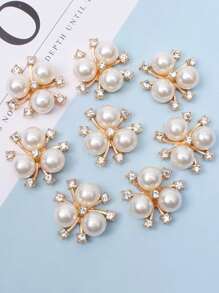 10pcs Pearl Flower Shaped Rhinestone Buttons Sparkling Crystal Hairpins DIY Handmade Crafts Decoration Clothes Sewing Accessory