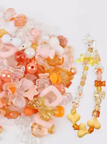 1 Pack/40g Random Mix Of Beads For Bracelets, Necklaces, Phone Straps - Includes Acrylic Flower, Bow, Heart Beads For DIY Jewelry Making - Multicolor - View 3