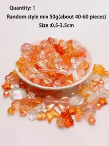 1 Pack/40g Random Mix Of Beads For Bracelets, Necklaces, Phone Straps - Includes Acrylic Flower, Bow, Heart Beads For DIY Jewelry Making - Multicolor - View 5