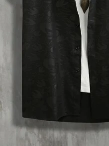 Manfinity Homme 男士圖案印花襯衫和腰部抽繩長褲不帶T恤 - 黑色 - 查看 3