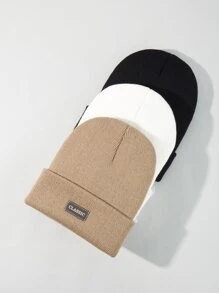 3入組經典亞克力針織豆豆帽帽子冬天暖軟滑雪針織帽子男士帽子 - 彩色 - 查看 2