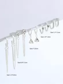 5pairs Rhinestone Decor Earrings - Silver - View 3