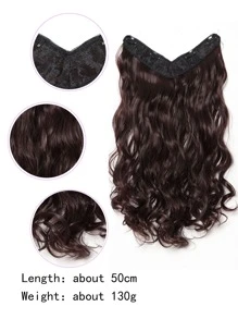 Clip In Long Curly Synthetic Hair Extension - Dark Brown - View 4