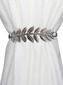 1pc Leaf Decor Curtain Holdback - Silver - View 5