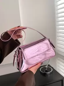 金屬質感翻蓋法棍包 - 紫色 - 查看 1