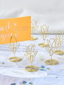 2pcs Flower Design Card Holder - Gold - View 1