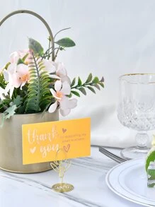 2pcs Flower Design Card Holder - Gold - View 4