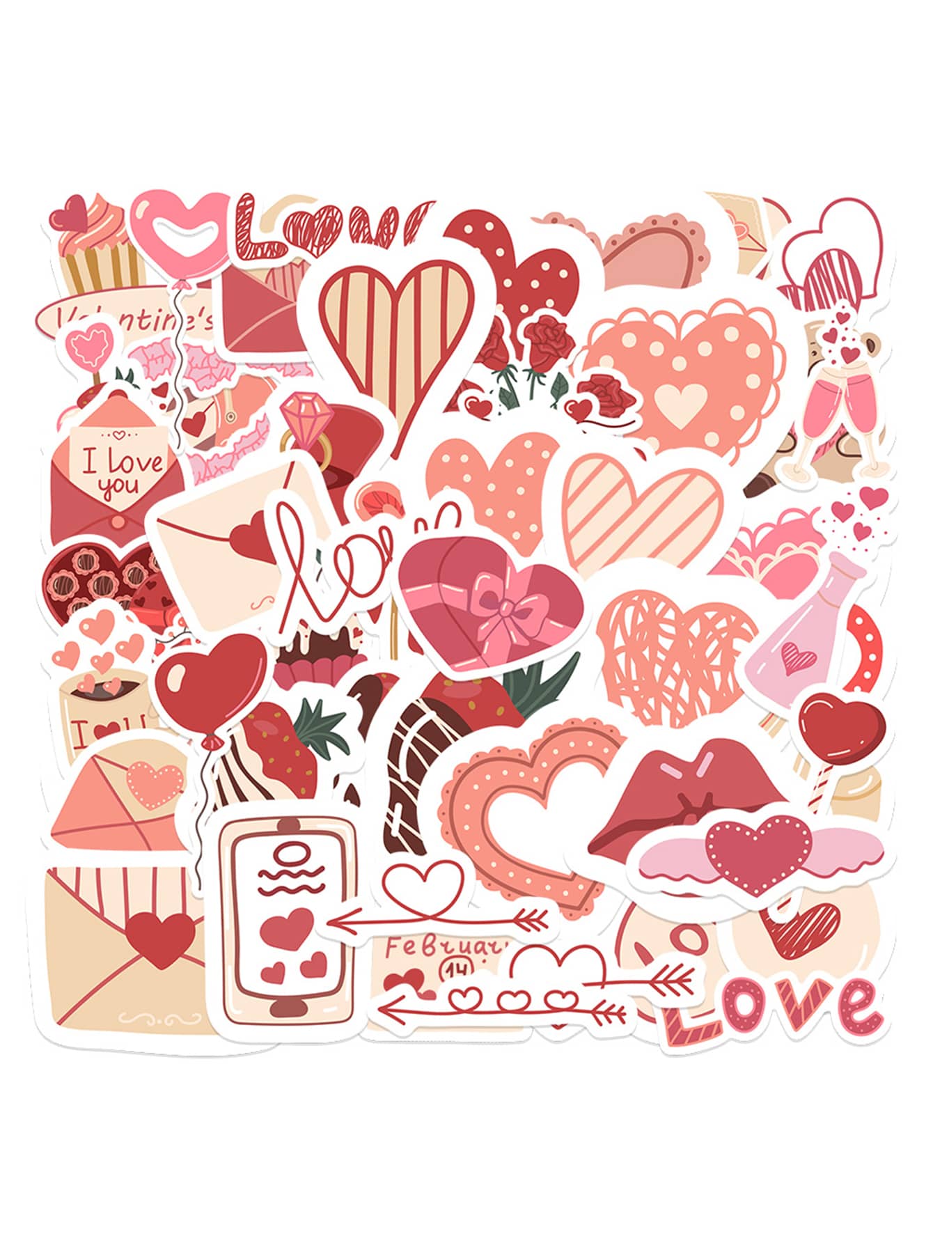 58/290 piezas Pegatinas decorativas de graffiti para regalos de confesión del Día de San Valentín - Multicolor - Ver 1