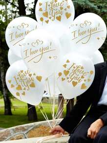 2 piezas Pegatina con estampado de corazón y slogan globo - Dorado - Ver 4