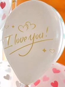2 piezas Pegatina con estampado de corazón y slogan globo - Dorado - Ver 3