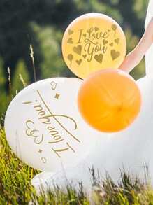 2 piezas Pegatina con estampado de corazón y slogan globo - Dorado - Ver 2