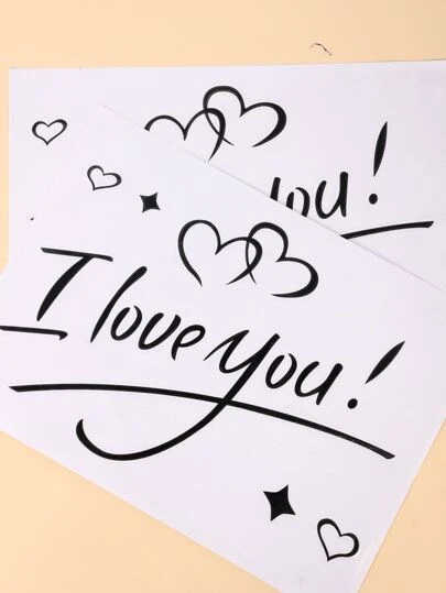 2入組愛心和標語圖案小氣球貼紙