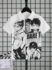 SHEIN 男孩人像圖案襯衫