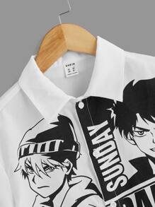 SHEIN 男孩人像圖案襯衫