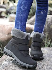 Women High-Top Sport Winter Shoes Outdoor Snow Boots, Winter Warmth, Buckle Design For Easy Wearing And Taking Off - Black - View 3