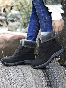 Women High-Top Sport Winter Shoes Outdoor Snow Boots, Winter Warmth, Buckle Design For Easy Wearing And Taking Off - Black - View 4