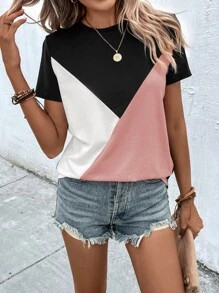 SHEIN LUNE Colour Block Tee - Multicolor - View 5