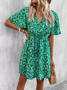 Breezaya Đầm Trọn gói Tất cả trên in Giải trí - màu xanh lá - Xem 5