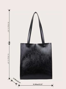 Minimalist Shoulder Tote Bag - Black - View 5