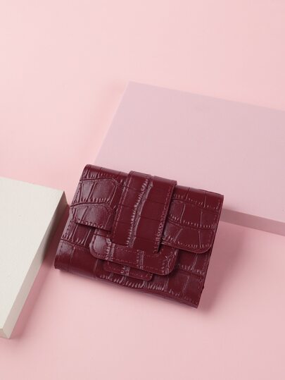 Billetera plegable para mujer con bolsillo de monedas y ventana de identificación con estampado de cocodrilo, portátil para efectivo, adecuada para trabajadores de cuello blanco, universitarias, para trabajo, viaje, oficina, como regalo de aniversario, día de San Valentín, cumpleaños o para mujer