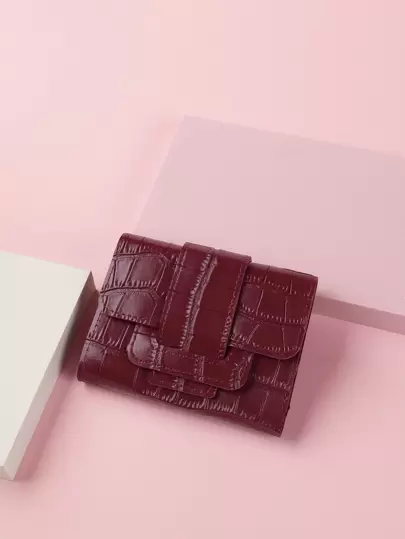 鳄鱼压纹零钱包小号证件窗双折女士钱包便携现金白领上班族女大学生工作商务通勤办公室周年纪念情侣生日礼物情人节礼物女士钱包钱包小钱包