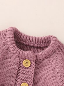 SHEIN Vintaside Kids Baby Girl Raglan Sleeve Knit Jumpsuit & Hat & Shoes & Gloves