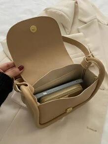Mini Stitch Detail Flap Square Bag - Khaki - View 5